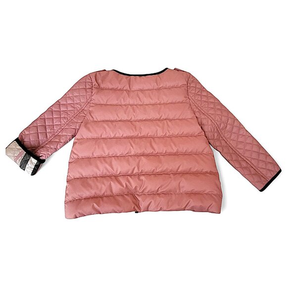 Burberry Pink Down Puffer Jacket 2Y Plaid Lined Girls Coat Toddler Designer EUC - Picture 4 of 16